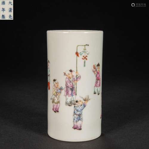 CHINESE PASTEL PEN HOLDER FROM QING DYNASTY