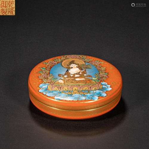 CHINESE ENAMEL COLORED POWDER BOX FROM QING DYNASTY