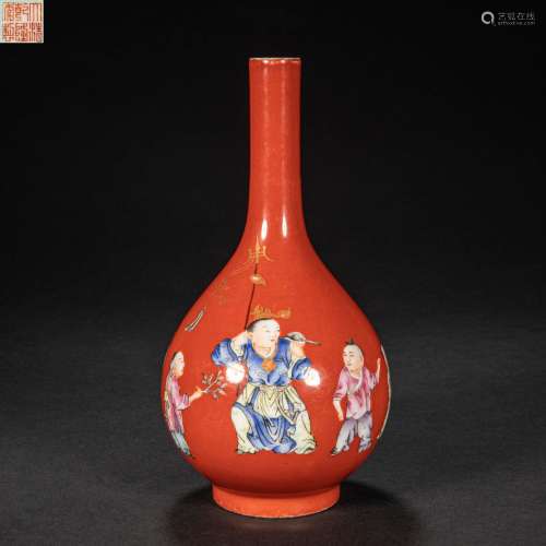 CHINESE PASTEL VASE FROM QING DYNASTY