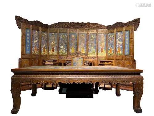 CHINESE QING DYNASTY YELLOW ROSEWOOD FURNITURE SET