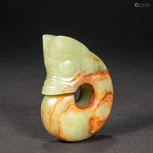 CHINESE  BEFORE MING DYNASTY JADE PIG DRAGON