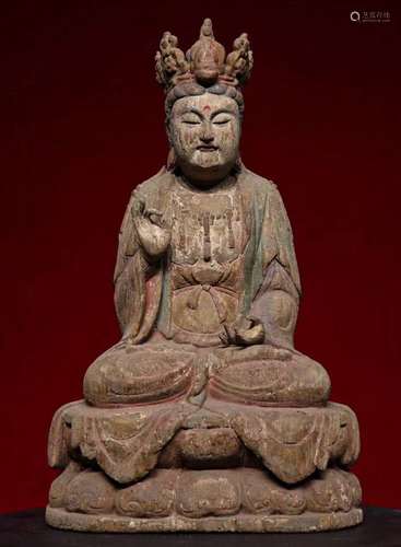 CHINA MING DYNASTY NANMU PAINTED BUDDHA