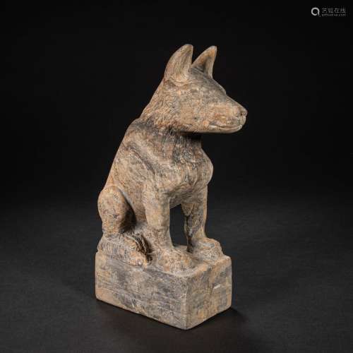 CHINESE BLUE STONE DOG OF  BEFORE MING DYNASTY