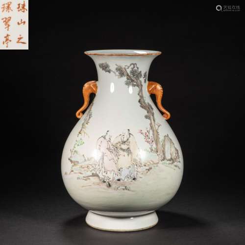 CHINESE PASTEL VASE FROM QING DYNASTY