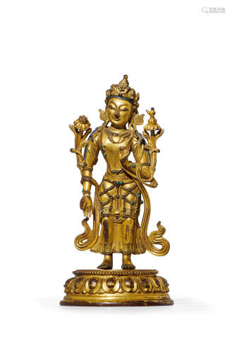 十六世纪 铜鎏金弥勒菩萨立像