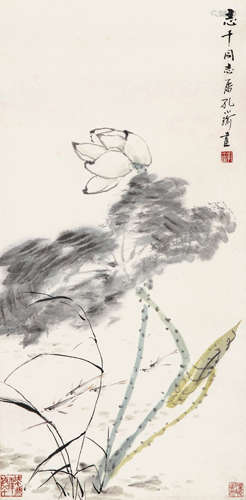 孔小瑜  风荷 设色纸本 立轴