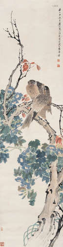 江寒汀 壬午（1942）年作 花鸟 设色纸本 立轴