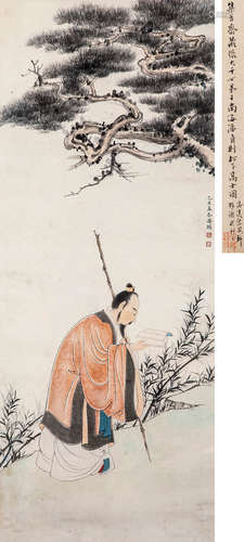 潘贞则  松下高士图 设色纸本 立轴