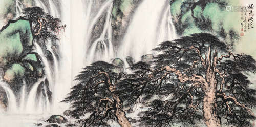 黎雄才 戊辰（1988）年作 源远流长 设色纸本 镜片