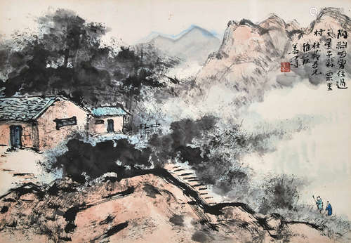 杨善深  栗里小景 设色纸本 立轴