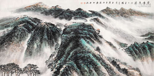 许钦松 戊子（2008）年作 云峰秀泽 设色纸本 镜片