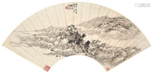 陶焘  山水 水墨纸本 扇面