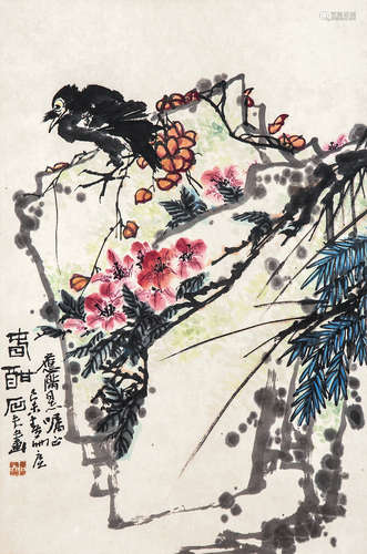郭石夫 己未（1979）年作 春酣 设色纸本 立轴