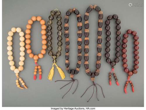 A Group of Seven Strands of Chinese Prayer Beads 14 inches (...
