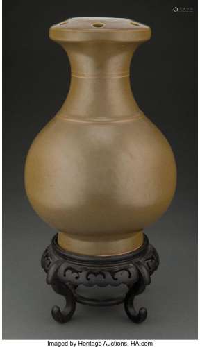 A Chinese Tea-Dust Glazed Vase 12-1/2 x 8-1/2 inches (31.8 x...