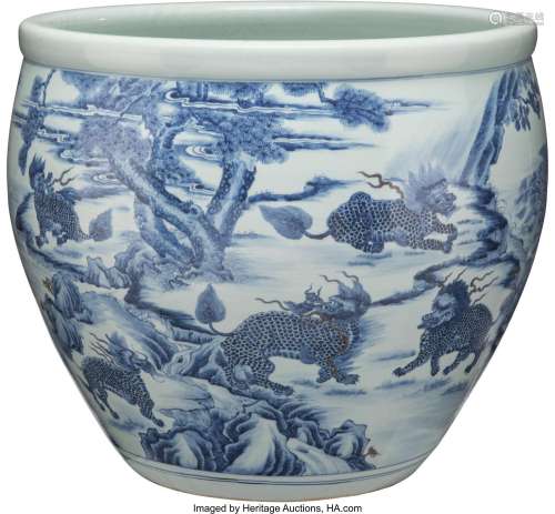 A Chinese Blue and White with Underglaze Red Jardinière 21-1...