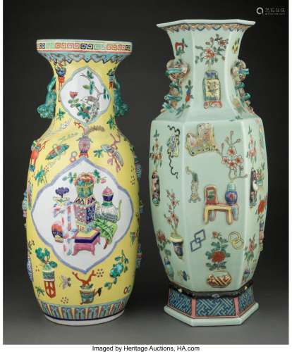 Two Large Chinese Porcelain Vases Marks: six-character mark ...