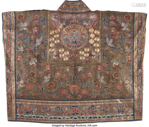 A Chinese Black-Ground Taoist Priest Robe, Qing Dynasty 56-1...