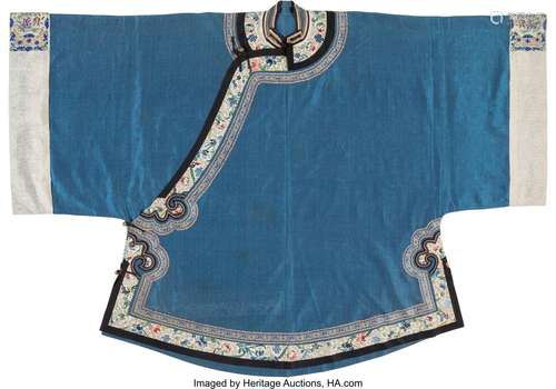 A Chinese Embroidered Blue-Ground Jacket 37 x 53 inches (94....