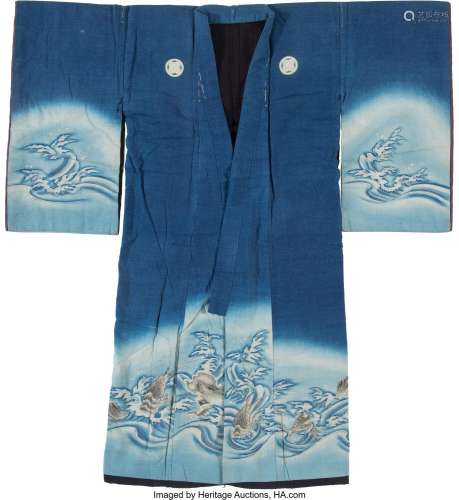 A Japanese Indigo Fisherman's Robe 49-3/4 x 48-1/4 inches (1...