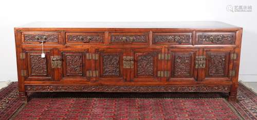 Chinese Hardwood Low Cabinet, Qing Dynasty D1A1