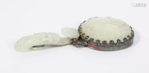 Chinese Hand Mirror of Lingzhi-form Jade Belt Hook and a Pea...