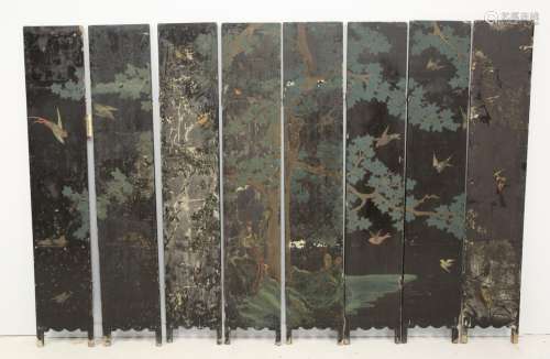 Chinese 8-panel Painted Lacquer Folding Screen D1A1
