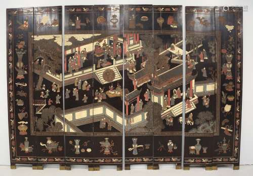 Chinese 8-panel Coromandel Folding Screen D1A1