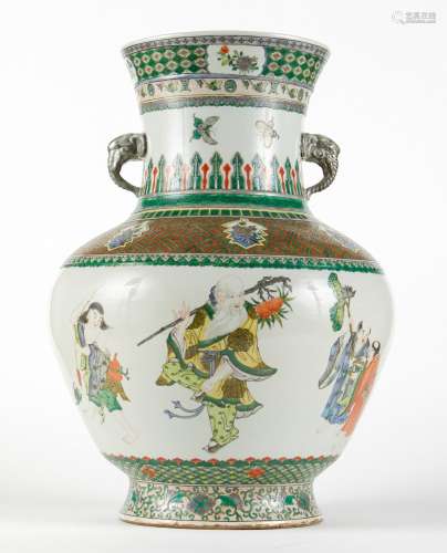 Palace Sized 26" Chinese Famille Verte Vase
