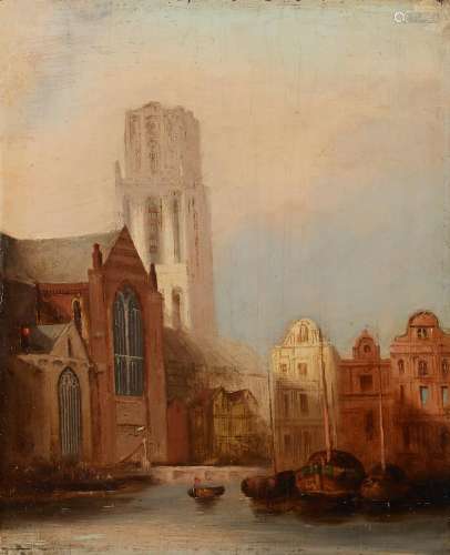 Attrib. David Roberts Rotterdam Church Painting