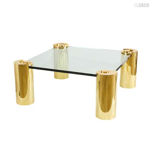 Karl Springer Sculptural Brass & Glass Table