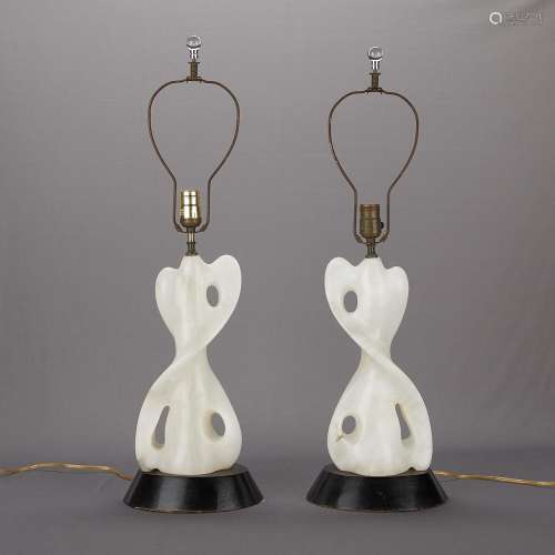 Pair Maurizio Tempestini MCM Alabaster Lamps