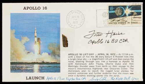 Fred Haise Signed Envelope w/ Kapton Foil A16