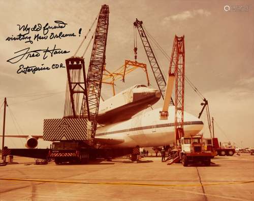 Fred Haise Signed Photo of Enterprise World's Fair