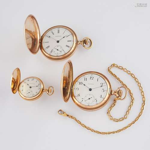 3 20th c. Pocket Watches - Waltham, Elgin, Dueber