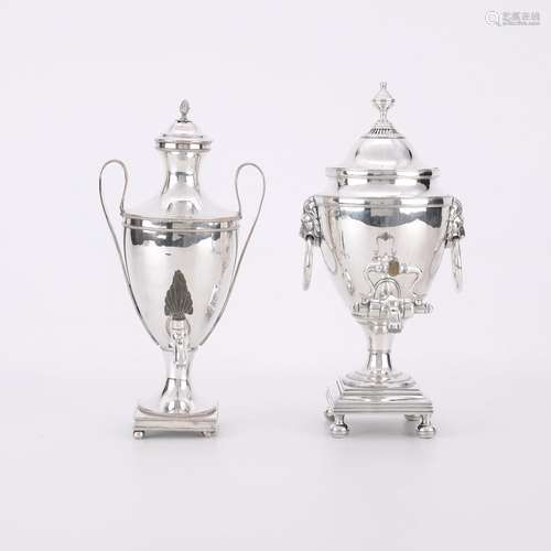 2 Sheffield Style Silver Plate Tea Urns