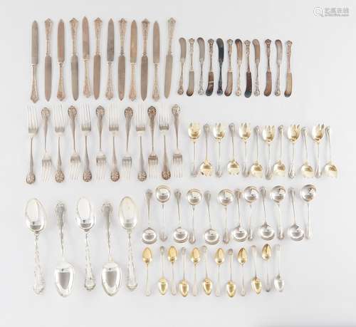 Group of 77 Pcs Sterling and Silver Flatware