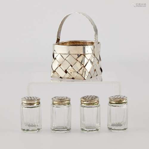 Cartier Sterling Silver Basket w/ 4 Shakers