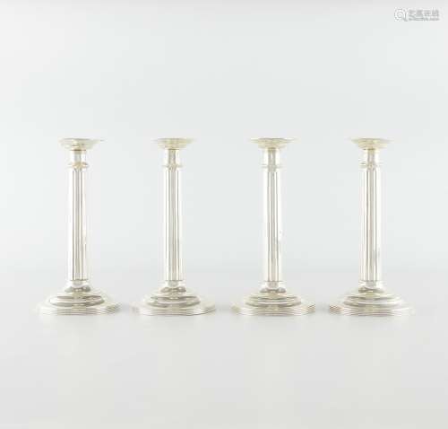 Set 4 Sterling Silver Doric Column Candlesticks