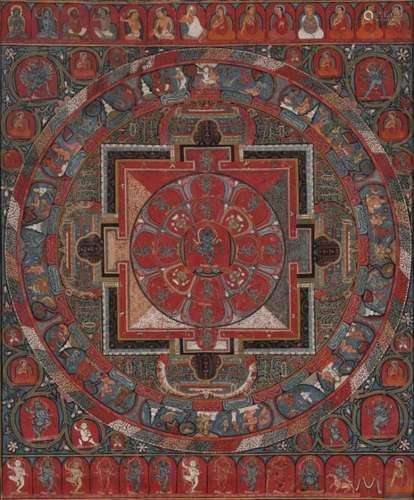 Tibet，14th century A thangka depicting a mandala of Vajra Na...