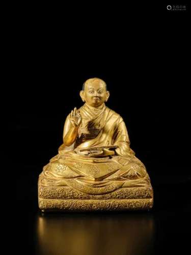 Tibet，17th century An inscribed gilt-copper alloy figure of ...