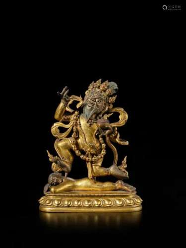 Qing dynasty，18th century A gilt copper alloy figure of Maha...