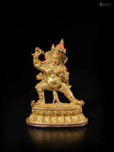 Tibet，13th century A large gilt-copper alloy figure of Vajra...