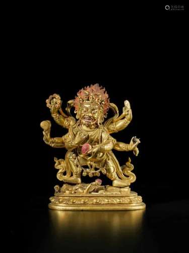 Qing dynasty，18th century A gilt-copper alloy figure of Maha...