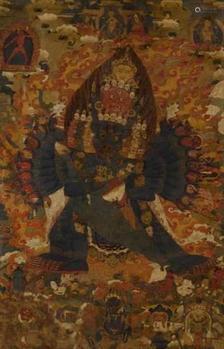 Tibet，18th century A large thangka of Vajrabhairava