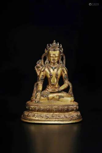 Tibet，14th/15th century A gilt-copper alloy figure of Ratnas...