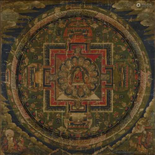 Tibet，18th century A thangka depicting a mandala of Buddha a...