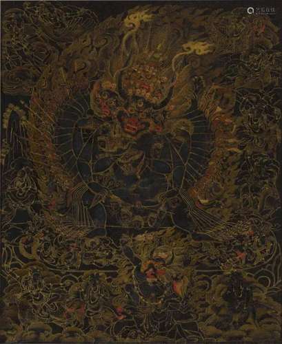 Tibet，18th century A thangka of Vajrabhairava