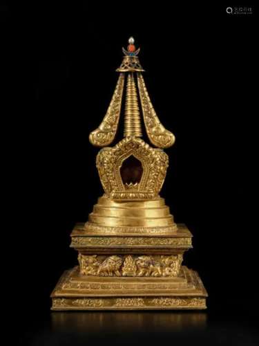 Tibeto-Chinese，18th/19th century A gilt copper alloy repouss...
