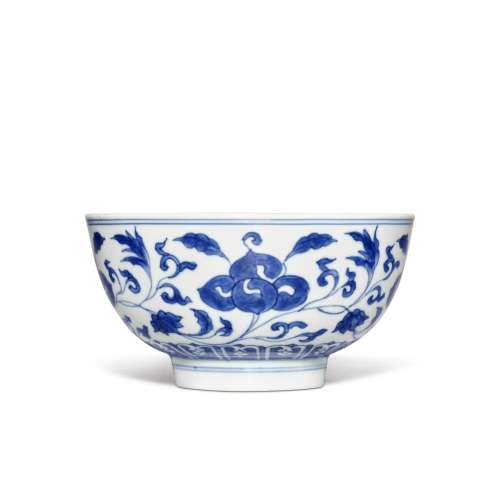 A blue and white 'floral' bowl, Mark and period of Kangxi | ...